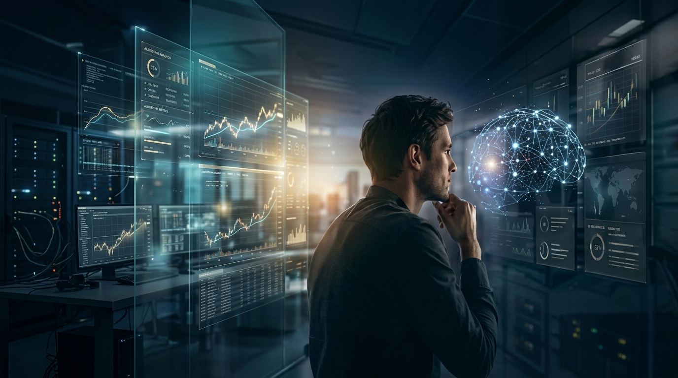 Trader interactuando con Inteligencia Artificial