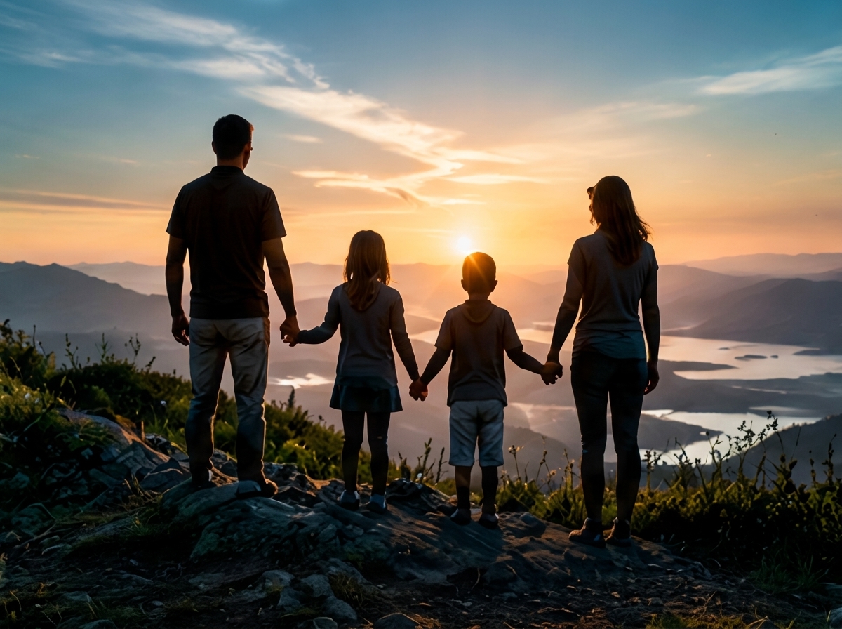 Familia atardecer